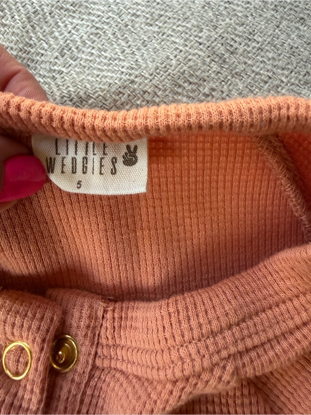 Waffle Knit Button-Up Top in Rust - Picture 2 of 4
